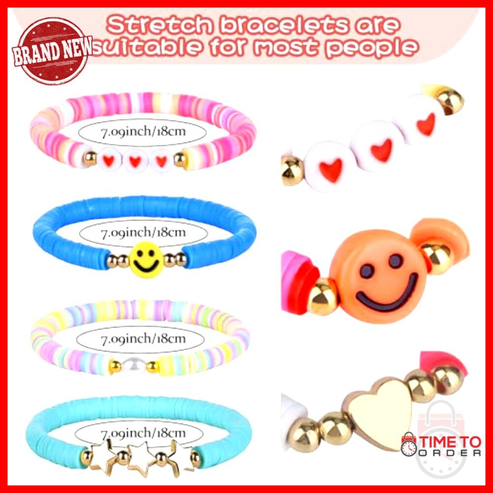 Clay Beaded Stretch Bracelets Set Stackable Bohem… - image 2